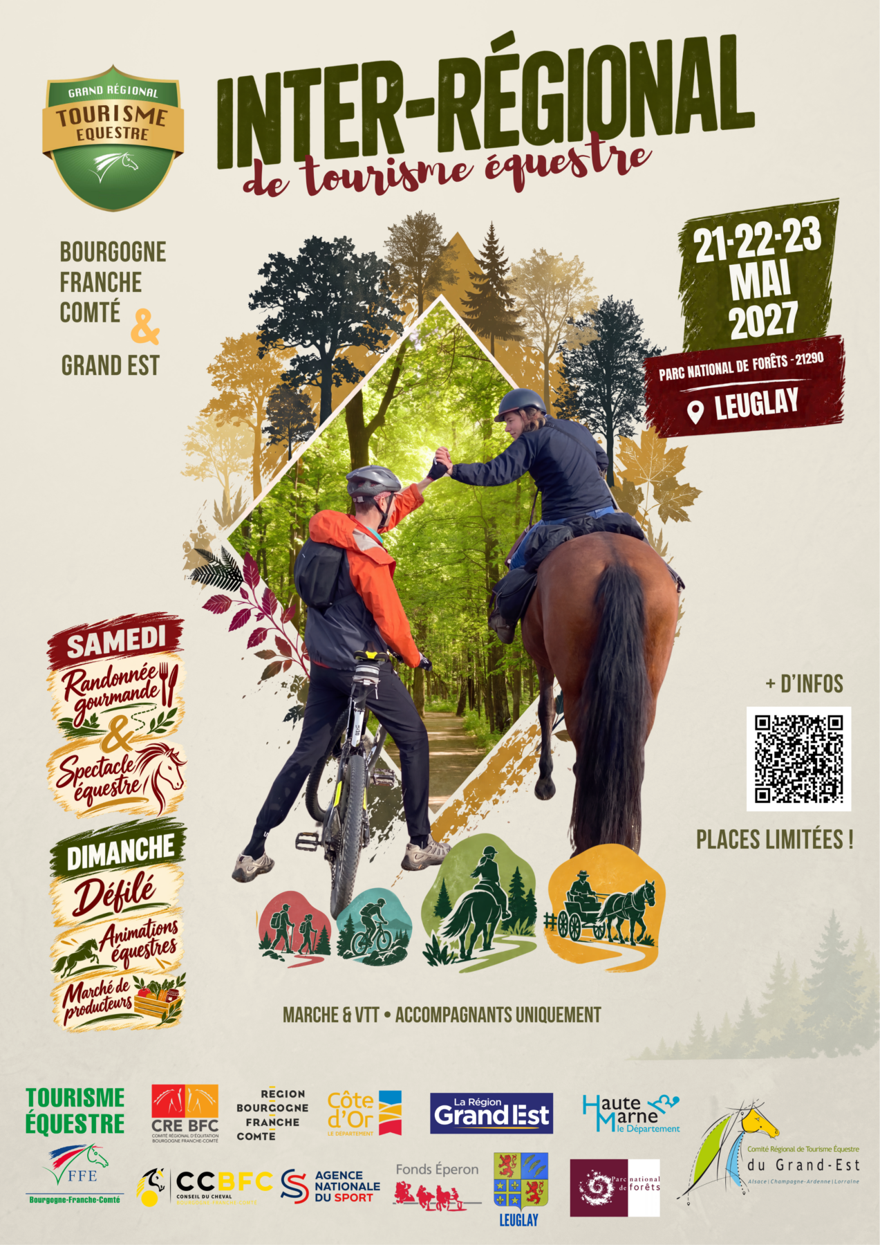 Affiche de l’inter-régional de tourisme équestre, du 21 au 23 mai 2027 à Leuglay